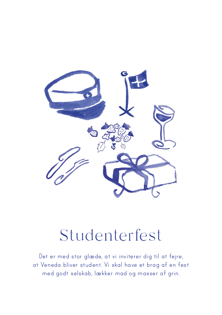 Invitationer - Veneda Studenterfest Blå